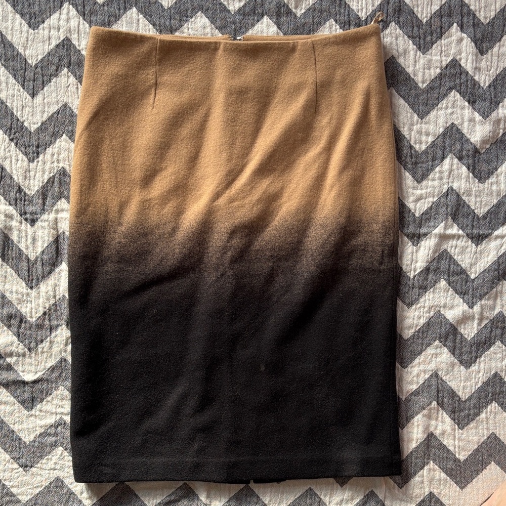 ANNE KLIEN SMALl Elegant Ombre Tan and Black Skirt wool blend (D5526)